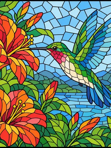 Hummingbird, a stained-glass jigsaw window from the Animals pack