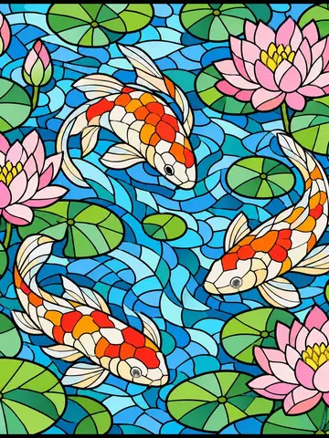 Koi Pond, a stained-glass jigsaw window from the Animals pack
