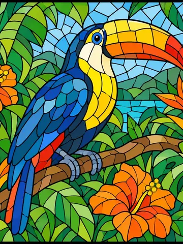 Toucan, a stained-glass jigsaw window from the Birds pack