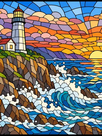 Lighthouse, a stained-glass jigsaw window from the Landscapes pack