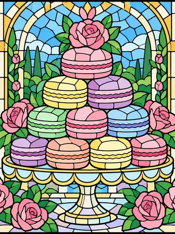 Macarons, a stained-glass jigsaw window from the Food & Sweets pack